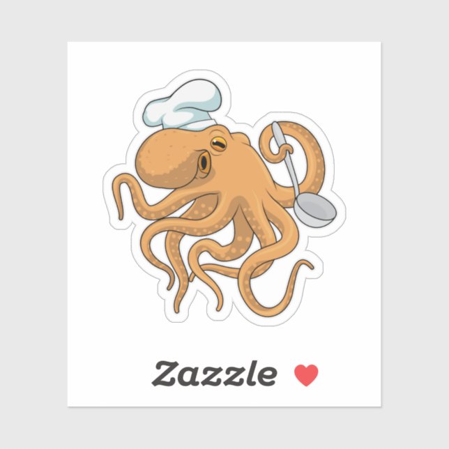 Octopus Cook Chef hat Sticker (Sheet)