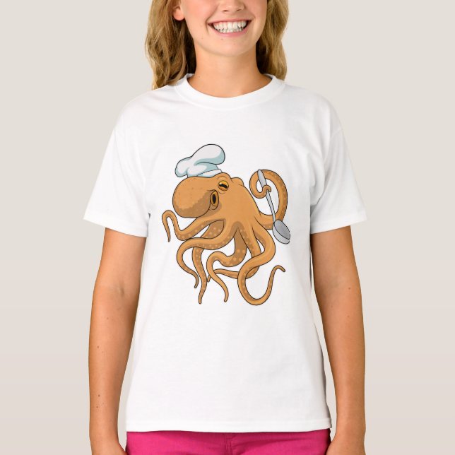 Octopus Cook Chef hat T-Shirt (Front)