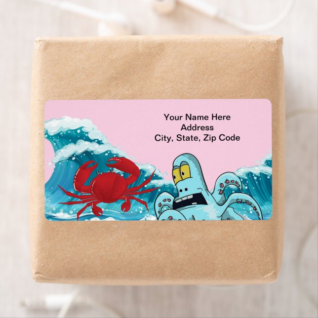 Octopus Crab Ocean Waves   Labels (Insitu)