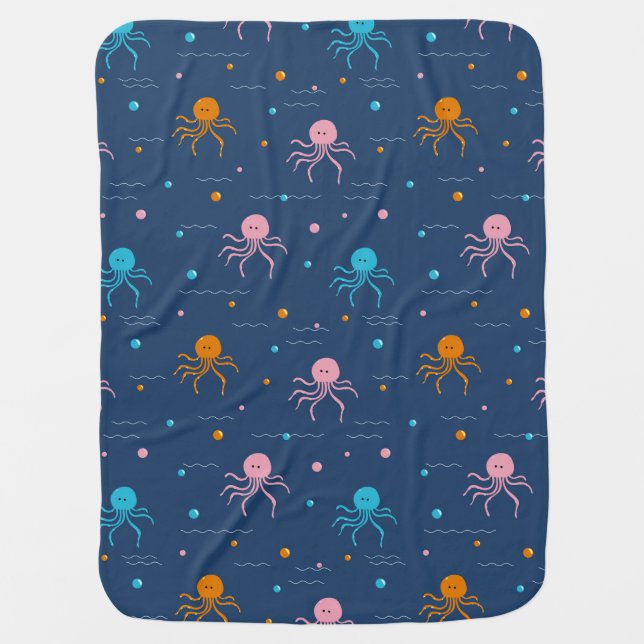 Octopus Cuddles – Soft Ocean Friends Baby Blanket (Front)