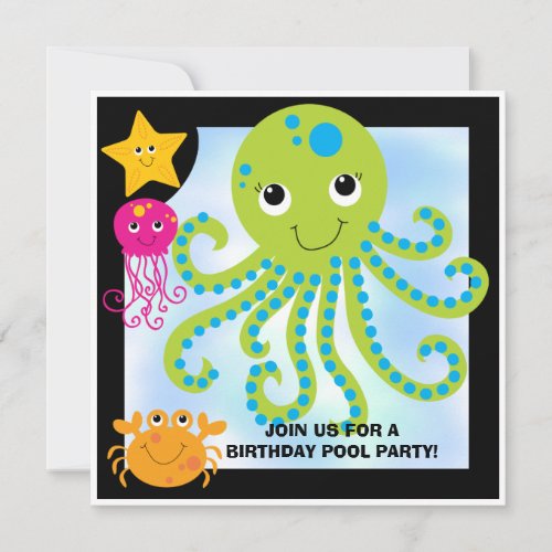 Octopus Customized  Birthday Invitations
