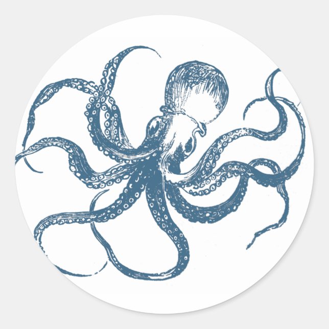 Octopus cyanotype sticker (Front)