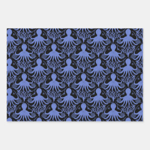 Octopus (dark and light backgrounds) wrapping paper sheets