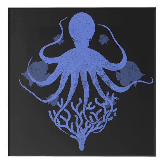 Octopus (dark background) acrylic print (Front)