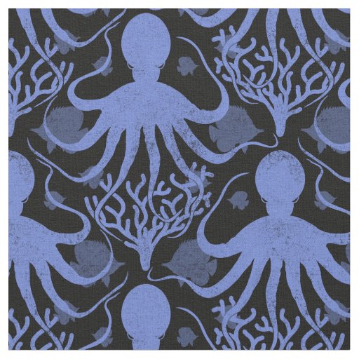 Octopus (dark background) fabric
