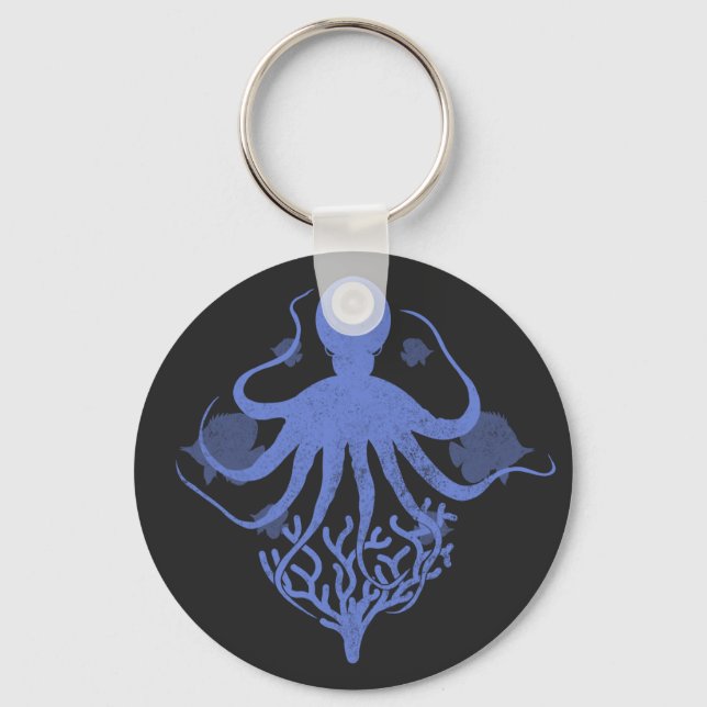 Octopus (dark background) keychain (Front)