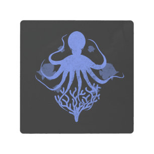 Octopus (dark background) metal print