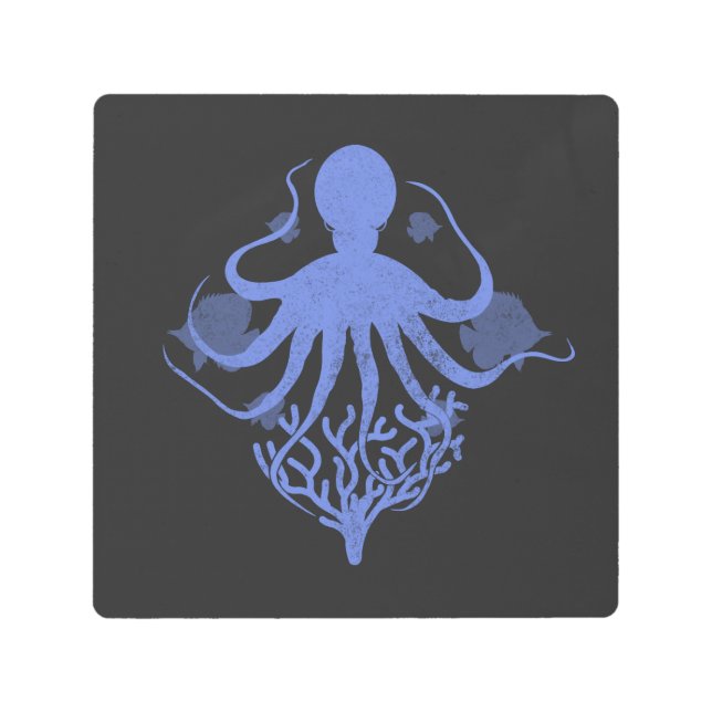 Octopus (dark background) metal print (Front)