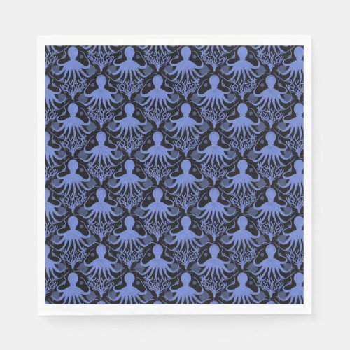 Octopus dark background napkins