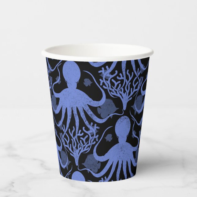 Octopus (dark background) paper cups (Front)