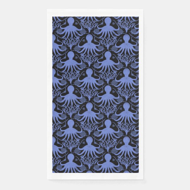 Octopus (dark background) paper guest towels (Front)
