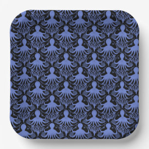 Octopus (dark background) paper plates