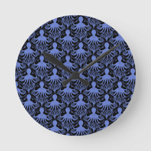 Octopus (dark background) round clock