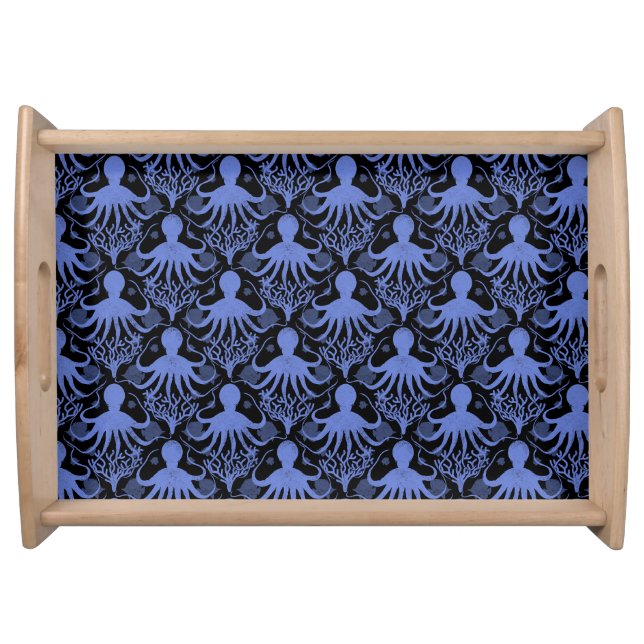 Octopus (dark background) serving tray (Front)
