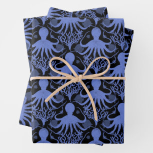 Octopus (dark background) wrapping paper sheets