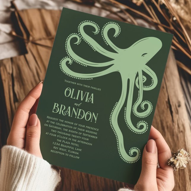 Octopus Deep Sea Stylized Modern Wedding Invitation (Creator Uploaded)