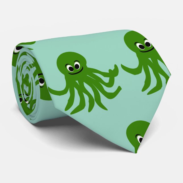 Octopus Design Neck Tie (Rolled)