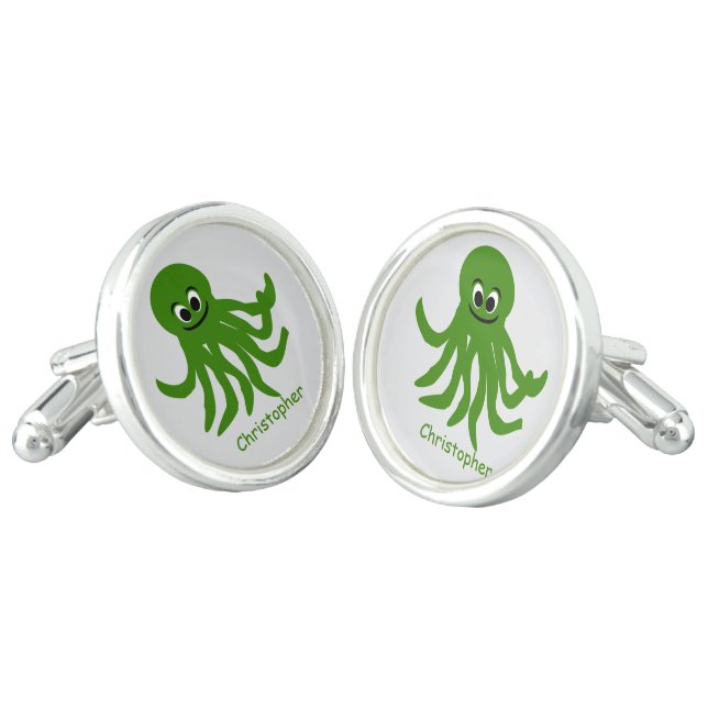Octopus Design Personalised Cufflinks (Angled)