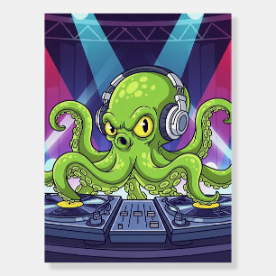 Octopus DJ with Turntables – Neon Party Cartoon Foam Board