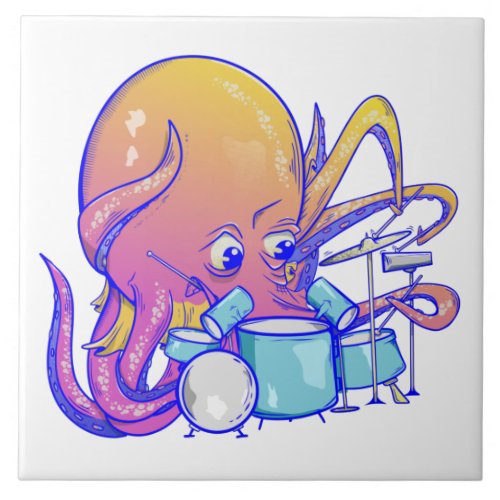 Octopus Drummer Ceramic Tile