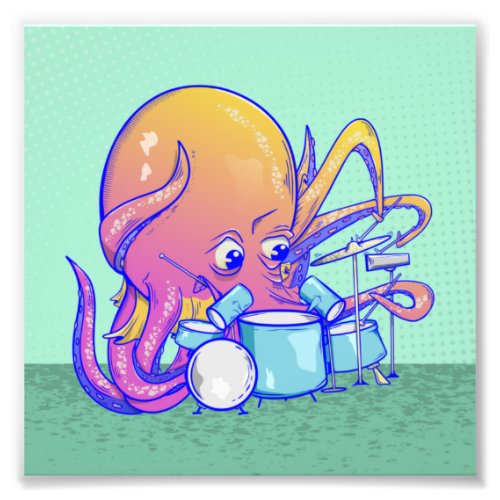 Octopus drumming photo print