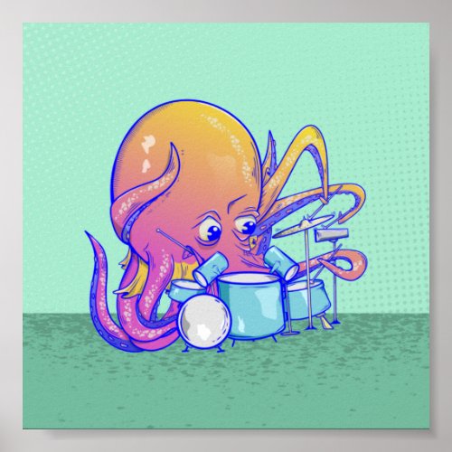 Octopus drumming poster