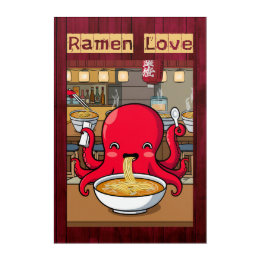 Octopus Eating Ramen in a Japanese Noodle Bar Acrylic Print