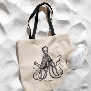 Octopus Embrace | Personalized Name Tote Bag