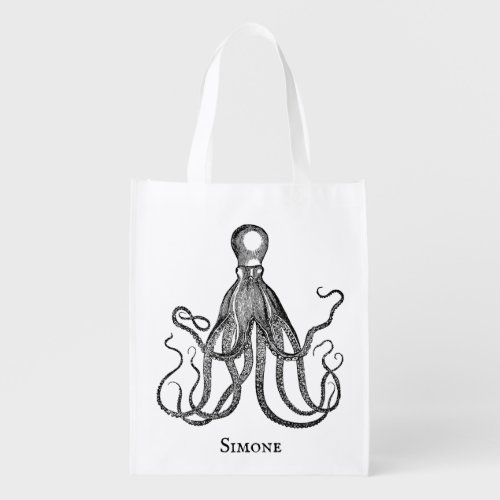 Octopus Embrace  Personalized Name Tote Bag