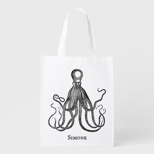 Octopus Embrace | Personalized Name Tote Bag (Front)
