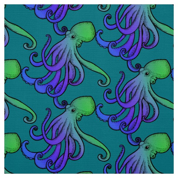 Purple Octopus Fabric Zazzle