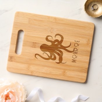 Octopus Family Name Personalized Cutting Board by millhill at Zazzle