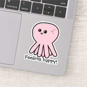 Octopus Feeling Happy Pink Mood Sticker