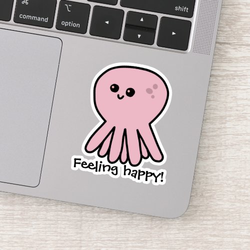 Octopus Feeling Happy Pink Mood Sticker