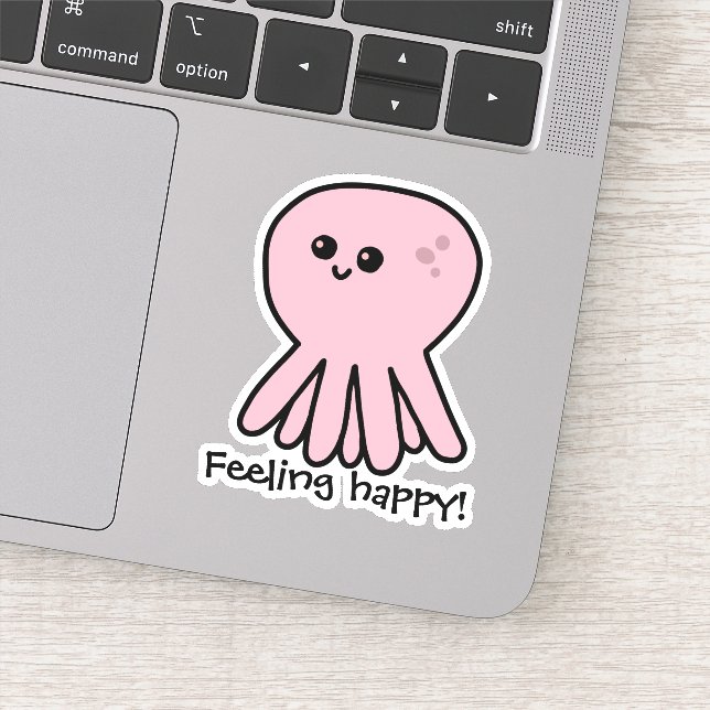 Octopus Feeling Happy Pink Mood Sticker (Detail)