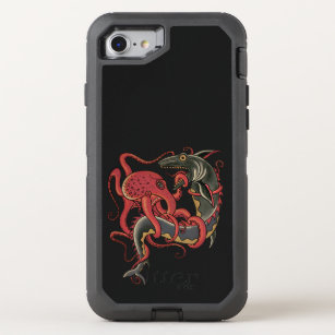 octopus fighting a shark OtterBox defender iPhone SE/8/7 case