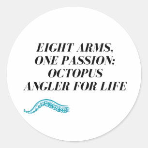Octopus fishing classic round sticker