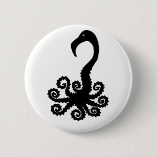 octopus flamingo humor combination animal cartoon pinback button