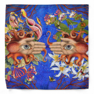 Octopus Floral Bandana Adult/Large 22" x 22"
