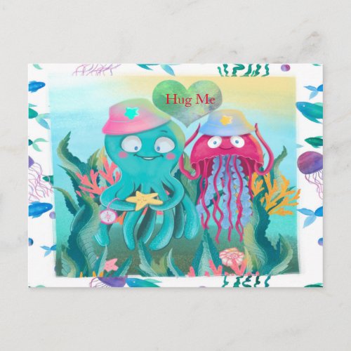 Octopus For Valentine Postcard