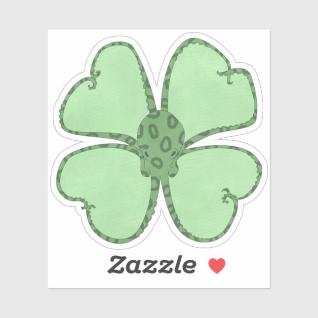 Octopus Four Leaf Clover Watercolor Sticker (Sheet)