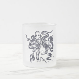 Octopus frosted glass coffee mug