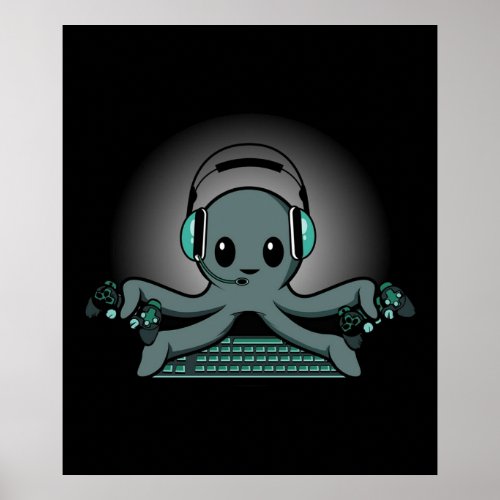 Octopus Gaming Keyboard Gamer Or Nerd Gift Poster