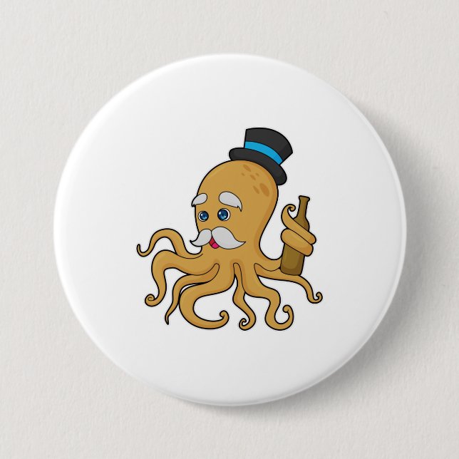 Octopus Gentleman Hat Button (Front)