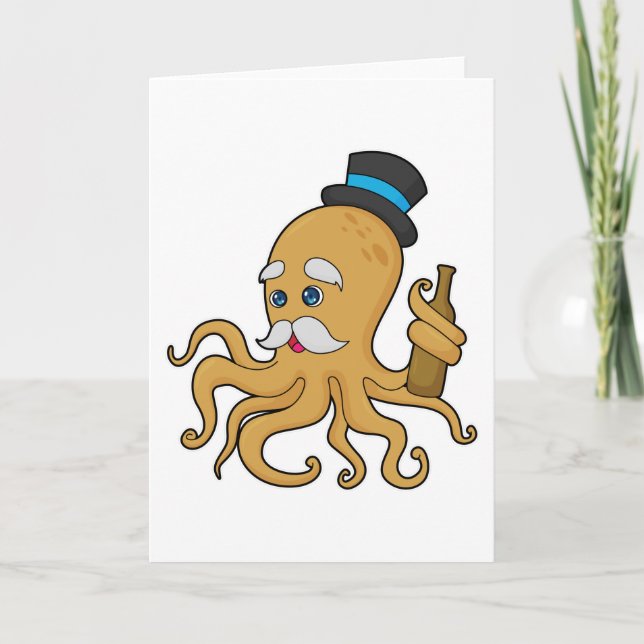 Octopus Gentleman Hat Card (Front)