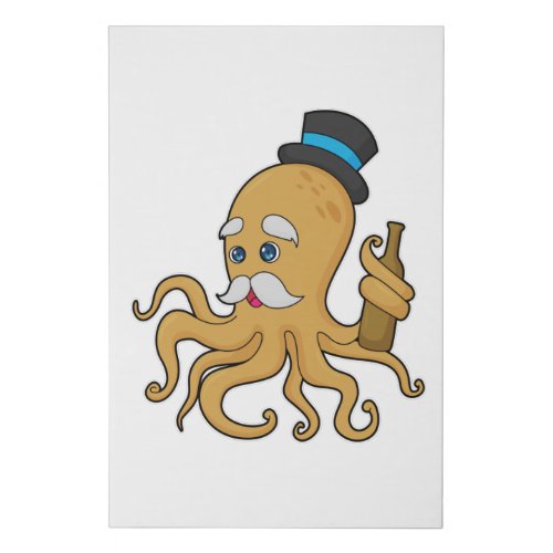 Octopus Gentleman Hat Faux Canvas Print