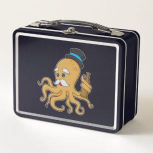 Octopus Gentleman Hat Metal Lunch Box
