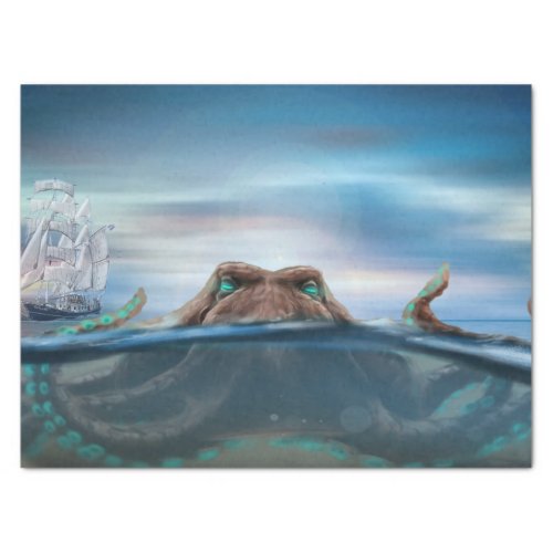 Octopus Giant Sailing Ship Decoupage Tissue Paper