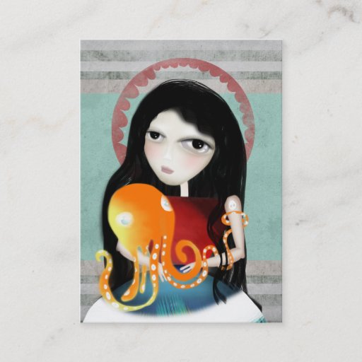 Customizable Octopus girl old new fashion business card