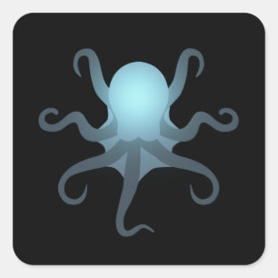 octopus glow in deep ocean sea life gift square sticker